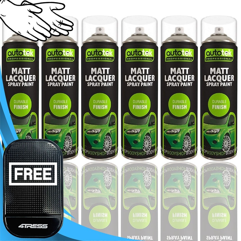 6 x 500ml AUTOTEK Professional MATT Clear Lacquer Spray Paint Cans ML500+G+M✅