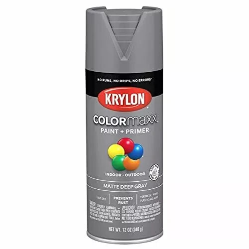 6PK KRYLON COLORMAXX PAINT+PRIMER MATTE DEEP GRAY 5550 SPRAY PAINT FREE SHIPPING