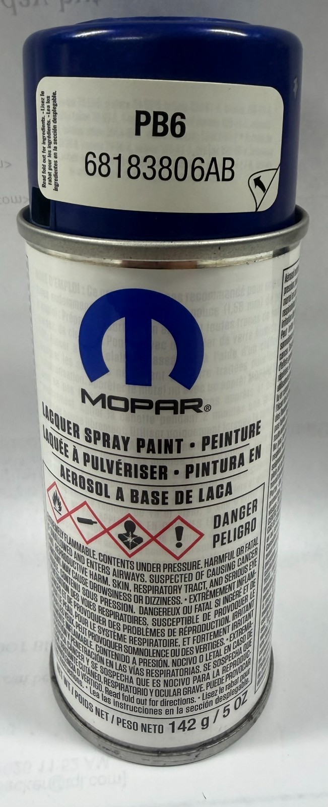 Chrysler Jeep Dodge Mopar Dark Spectrum Blue PB6 Lacquer Paint 68183806AB