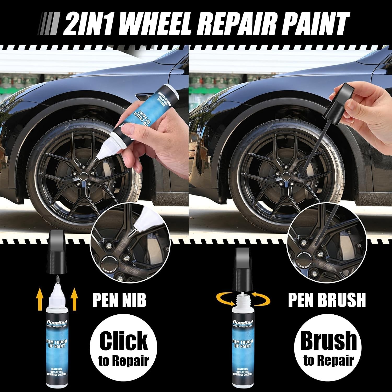 Professional Finish Matte Black Rim Touch Up Kit – Fast and Easy Scratch Repair