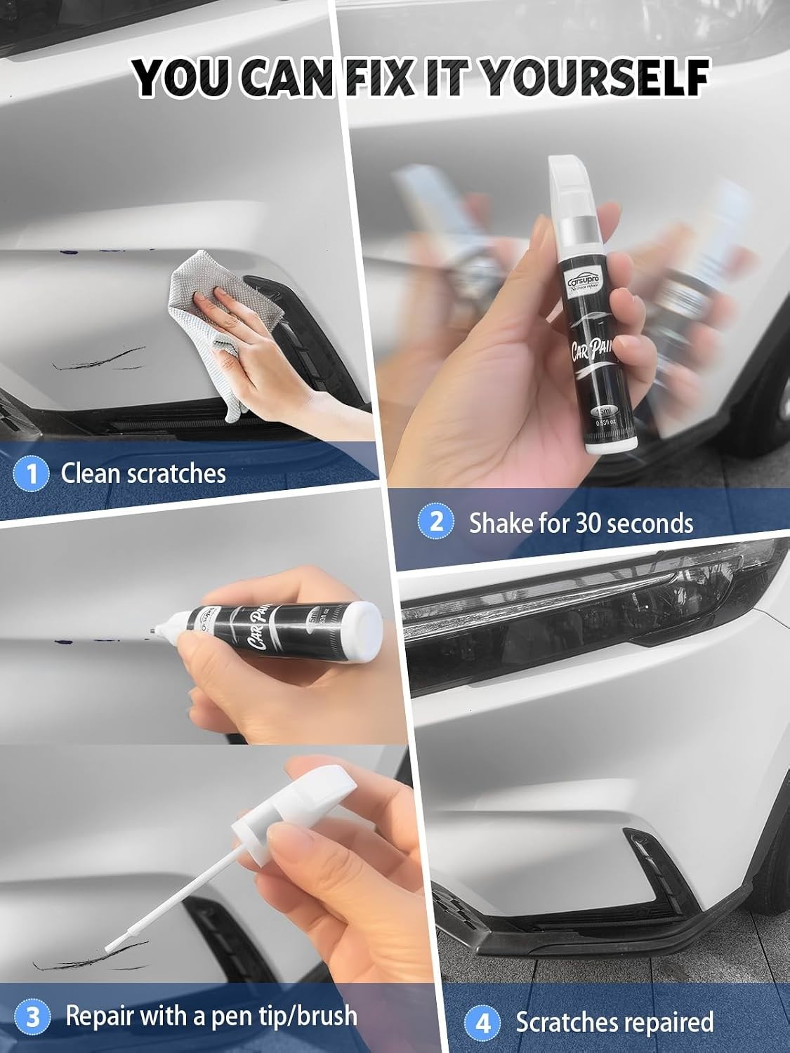 2-in-1 Daytona Gray Pearl Touch Up Paint Pen for Audi – Fast-Drying Repair
