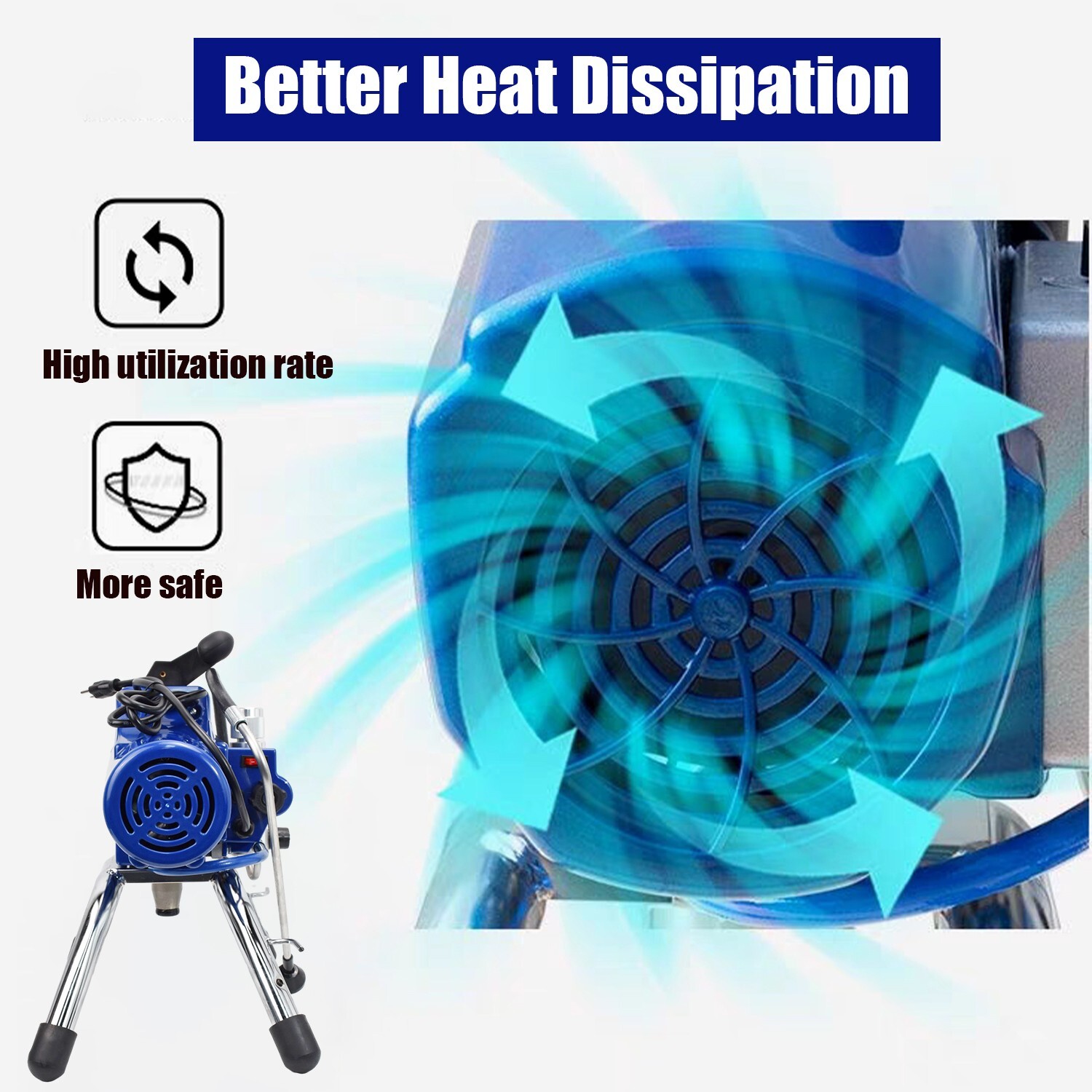 3500W Electric Airless Paint Sprayer High Efficient 3300PSI W/Extension Rod 110V