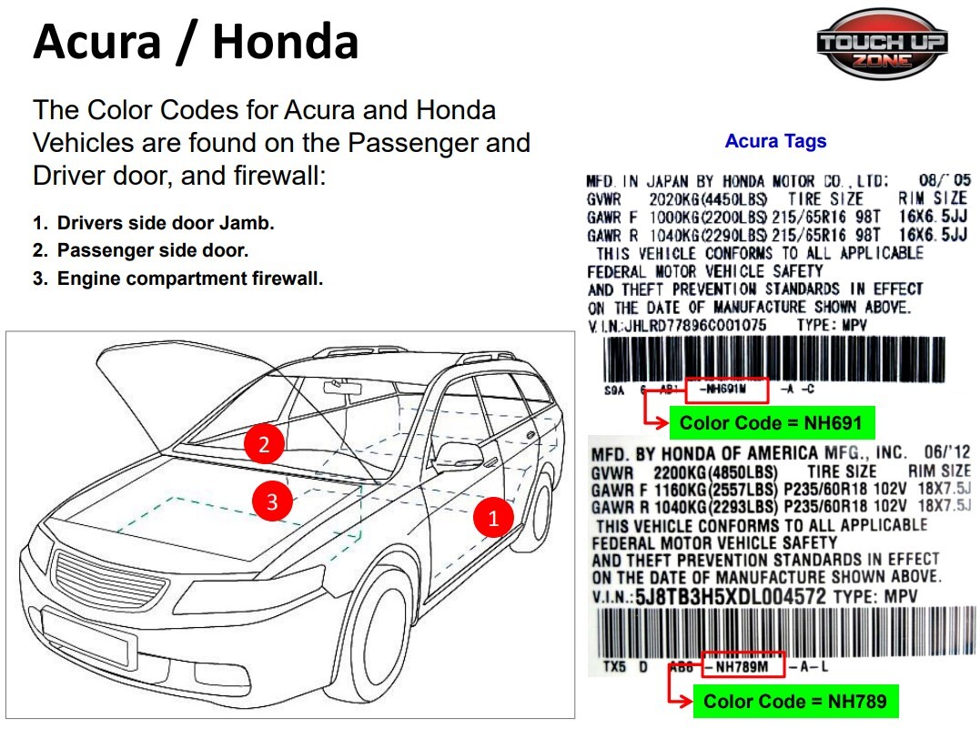 Genuine Acura OEM Touch-Up Paint – OEM Color and Quantity Selection