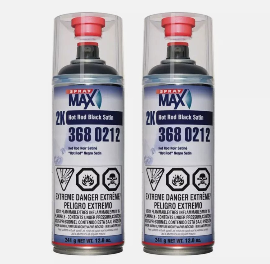 SprayMax 3680212 2K Hot Rod Satin Black Aerosol 12 oz. (2 Pack)
