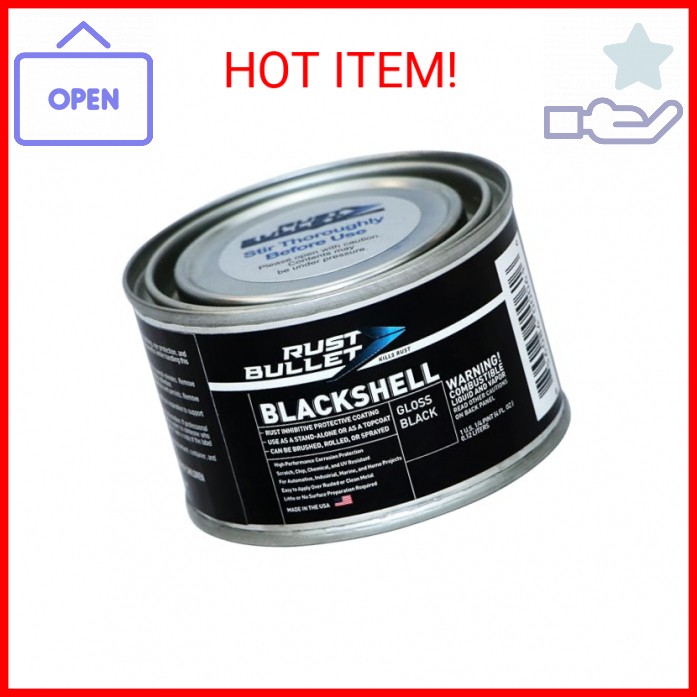 RUST BULLET BlackShell – Gloss Black – 4 Oz – Corrosion Preventive Coating, UV R