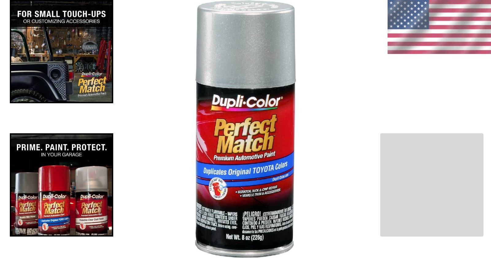 Dupli-Color Perfect Match Millennium Silver Aerosol Paint for Toyota – 1C0, 8 oz
