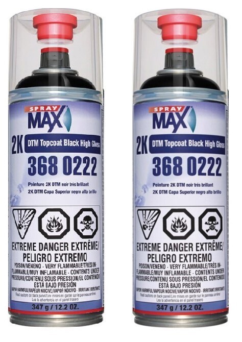 SprayMax 2K DTM Topcoat Black High Gloss, 3680222, Aerosol (2 Pack)