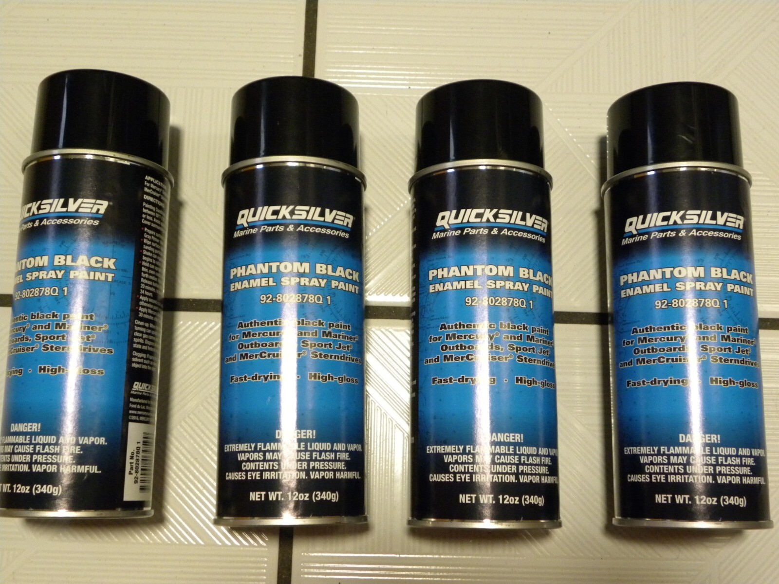 QUICKSILVER MERCURY MARINER spray paint 12 ounce can GLOSS BLACK enamel OEM NOS