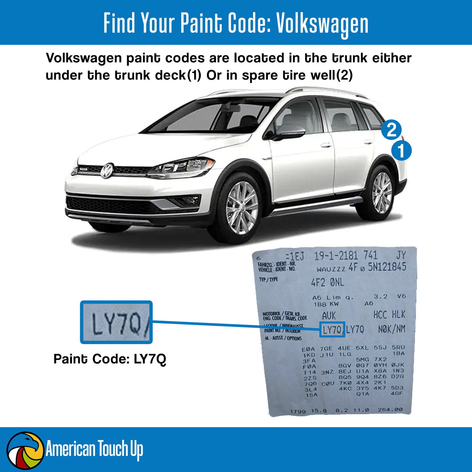VOLKSWAGEN – OEM Automotive Touch Up/Spray Paint SELECT YOUR COLOR CODE
