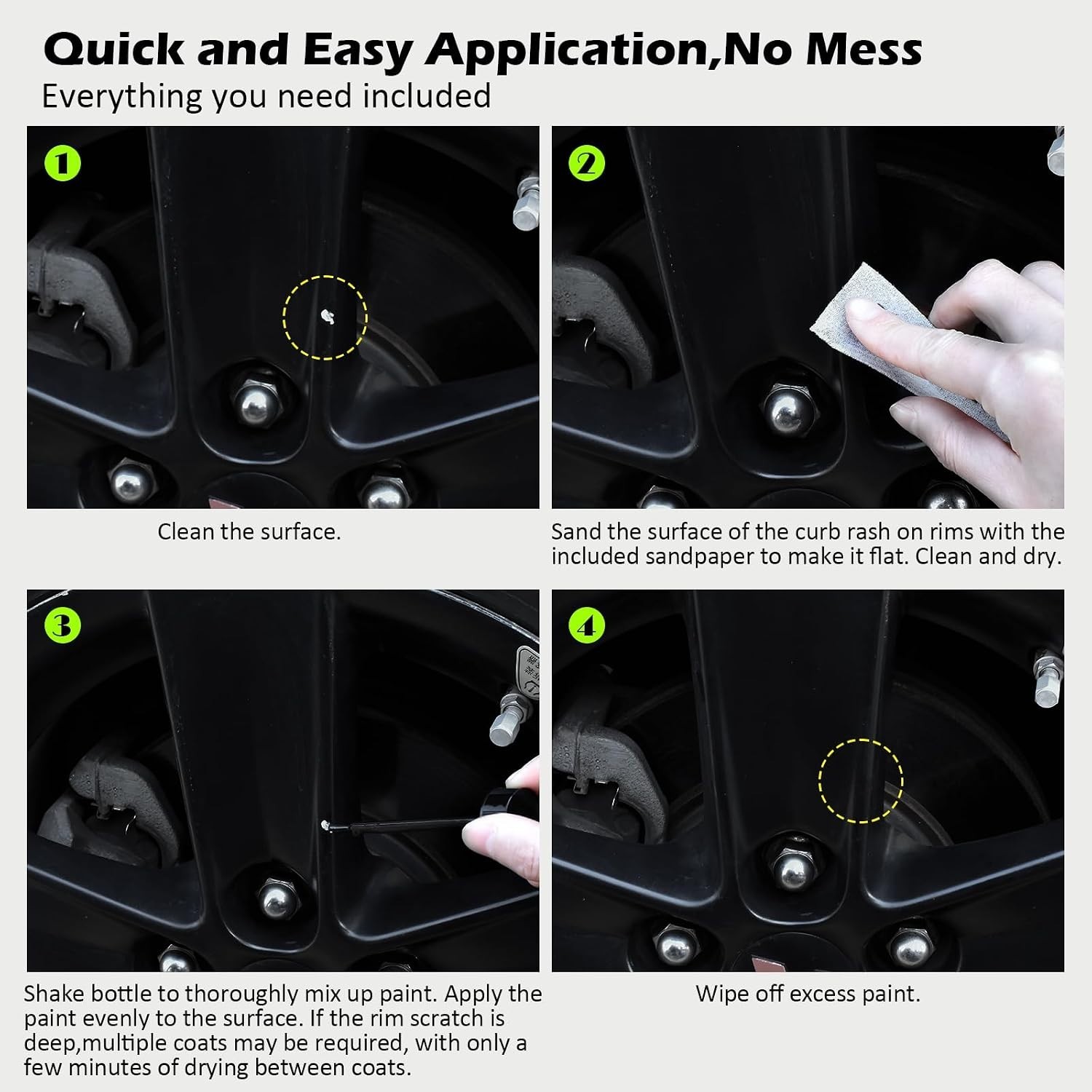 Black Rim Touch Up Paint for Cars, Black Wheel Paint Repair Kit, Automotive R…