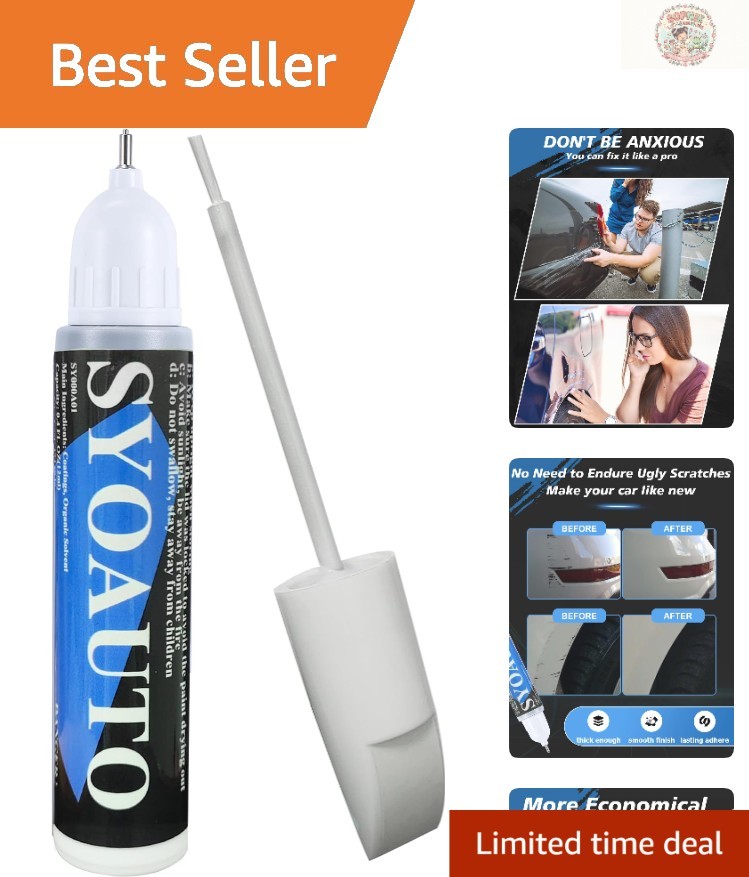 Rust-Resistant White Car Touch Up Paint – Quick Drying 2-in-1 Repair Tool 0.4 oz