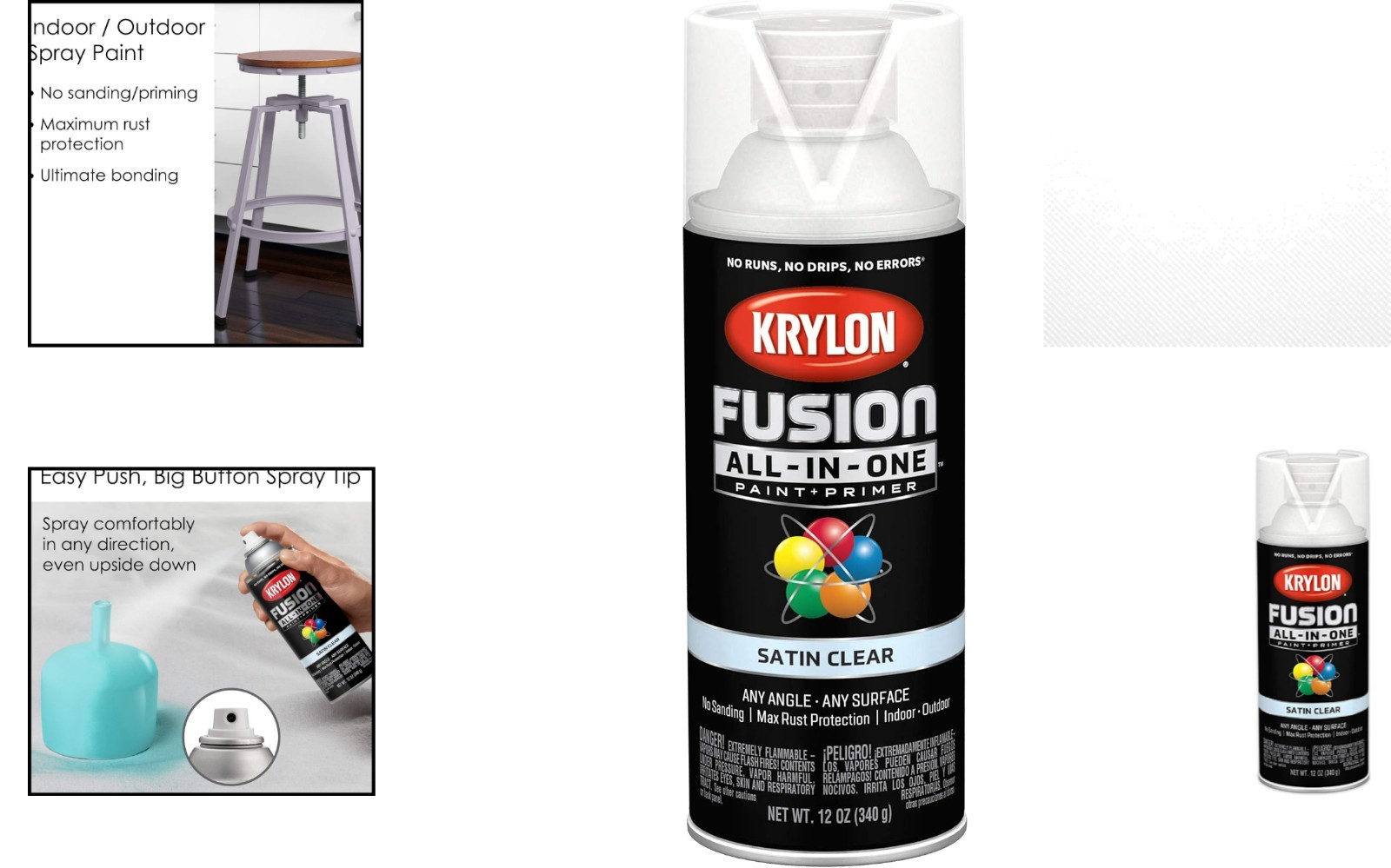 12 oz Clear Fusion Spray Paint – Quick Drying, Rust-Resistant for Indoor/Outdoor