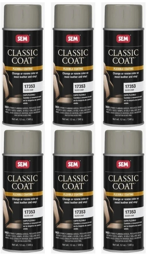 SEM 17353 Classic Coat Silver Gray for Interior Vinyl & Leather 12 oz (6 Pack)