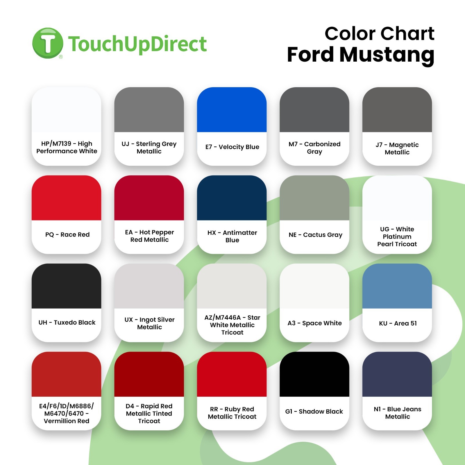 Ford Mustang Touch Up Paint – Automotive Spray Paint or Brush – Choose A Color