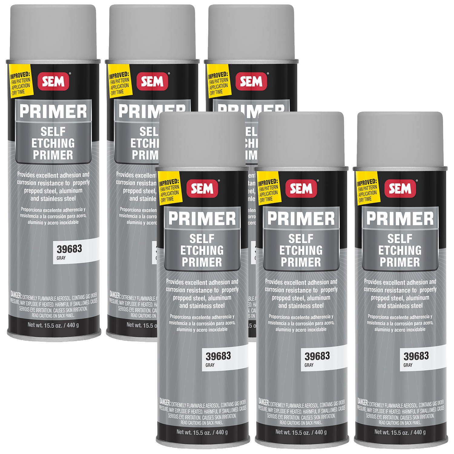 SEM 39683 Self Etching Primer Gray 15.5oz (6/Pack)