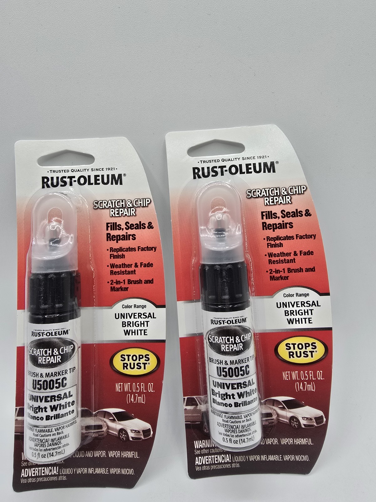 2 Rust-Oleum Scratch & Chip Repair Universal Bright White 0.5 fl. oz._Stops Rust