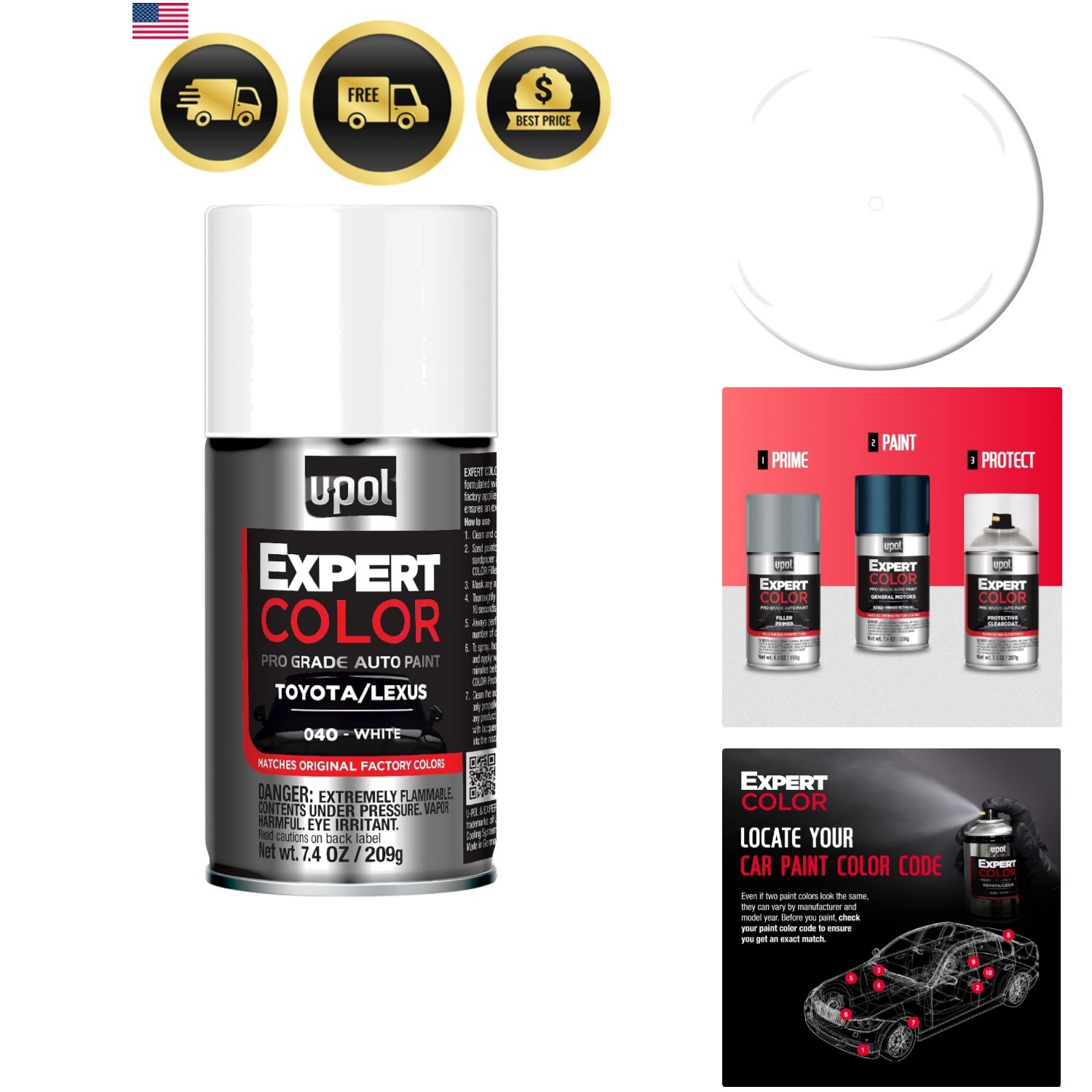 Expert Color, For Toyota/Lexus 040, Automotive Spray Paint, Professional Grad…
