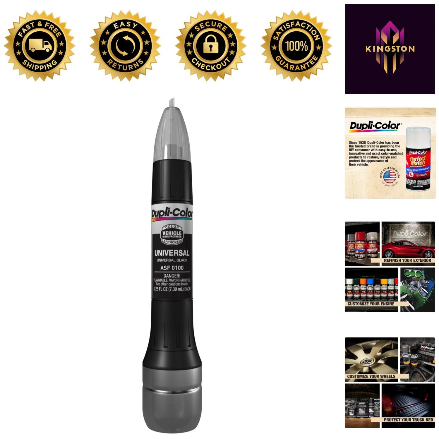 Universal Black Touch-Up Paint Marker – 0.25oz Gloss Finish for Scratch Repair