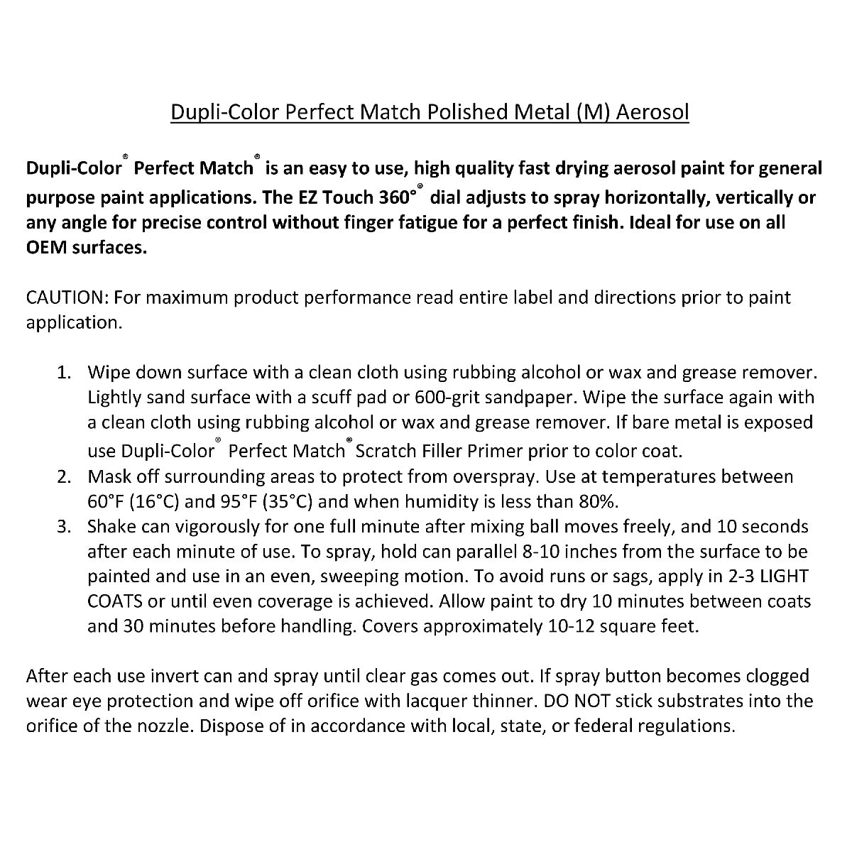 Dupli-Color EBHA09907 Perfect Match 8 Ounce (Pack of 1), Polished Metal