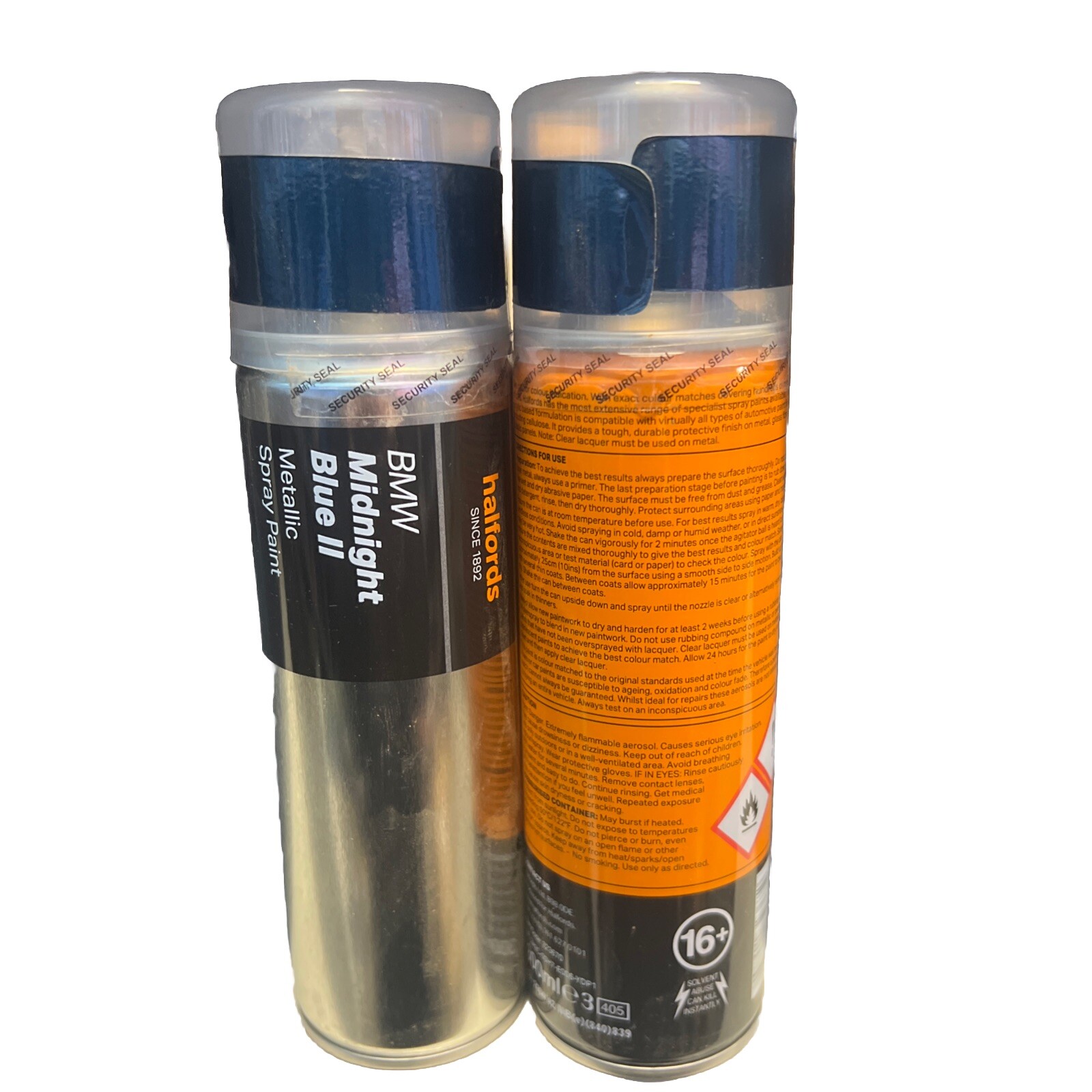 BMW MIDNIGHT BLUE ll (2) METALLIC SPRAY PAINT 300ML CANS HALFORDS X2
