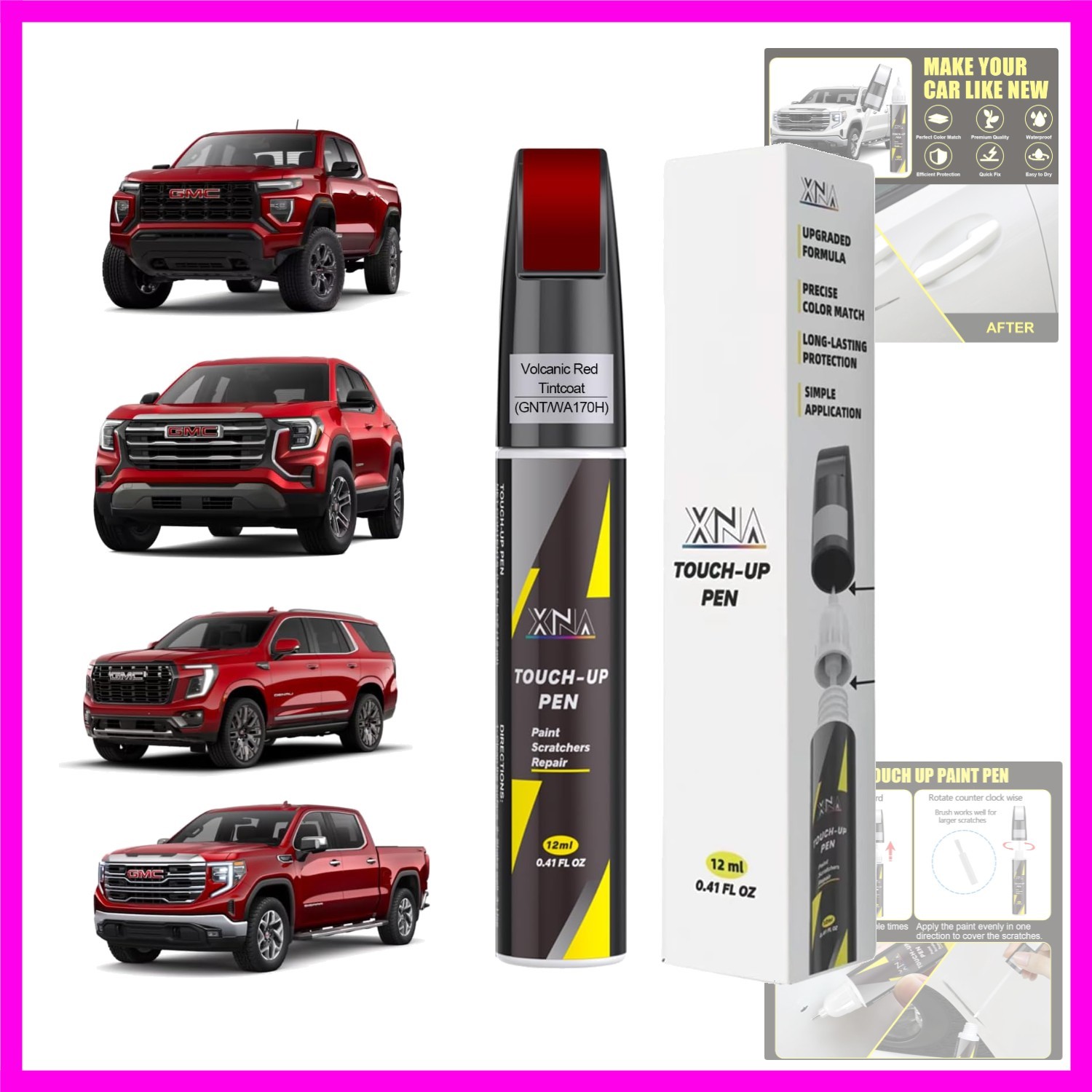 Volcanic Red TintcoatGNT/WA170H for GMC Car Touch Up Paint, 2 in 1 Car Scratc…