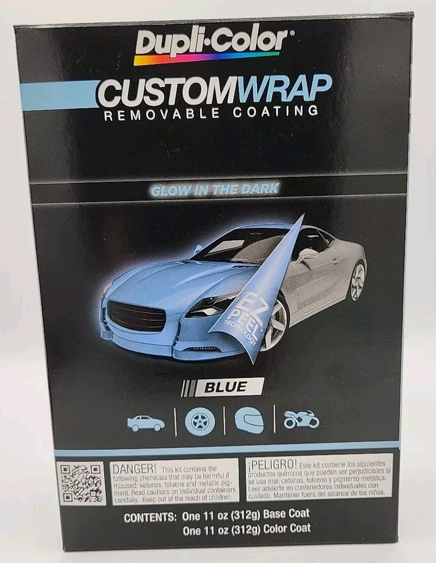 Duplicolor CWRC870 Custom Wrap Glow in the Dark Blue Kit Removable Coating NEW