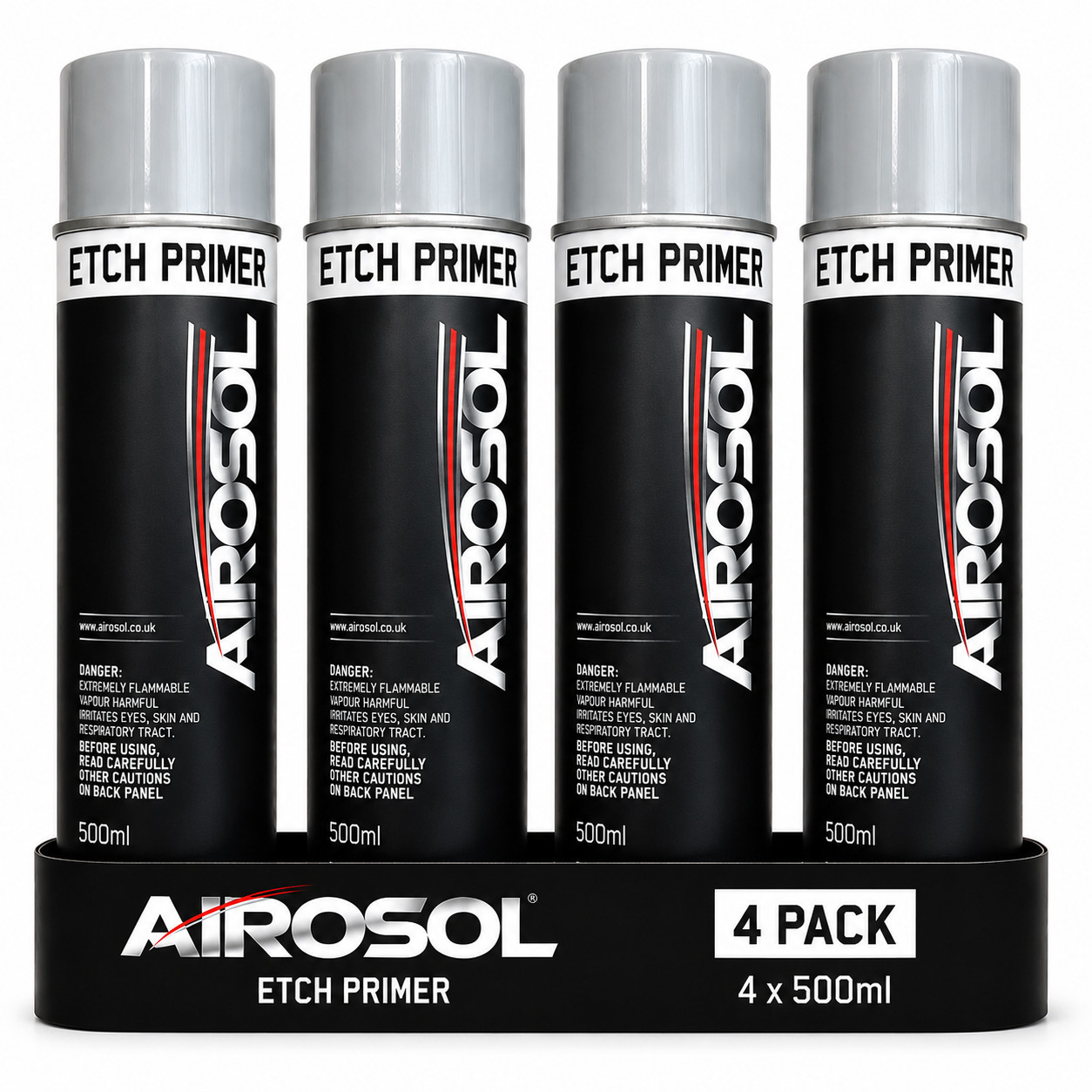 4 x Etch Primer Aerosol Spray 500ml Bare Metal Car Van Adhesion Promoter 4 Pack