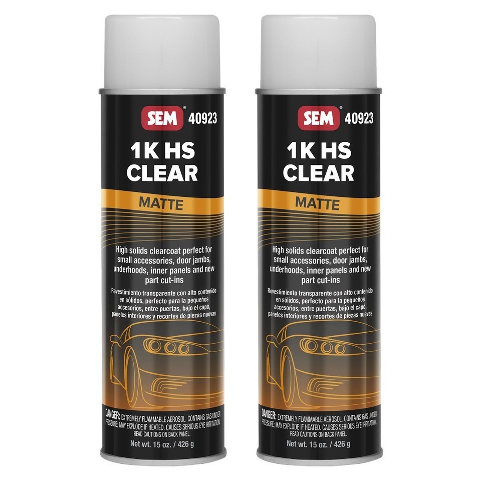 SEM 40923 1K HS Matte Clear Aerosol Clearcoat 15 fl. oz. (2 Cans)