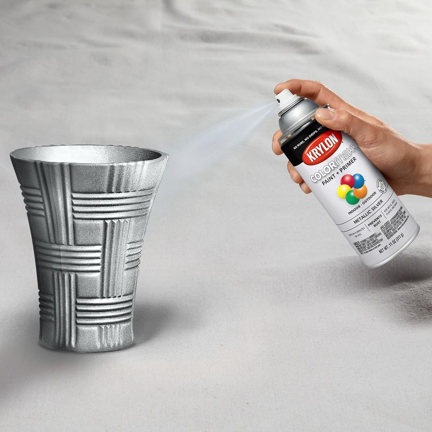 Krylon COLORmaxx 11oz Metallic Silver Spray Paint & Primer for Indoor/Outdoor