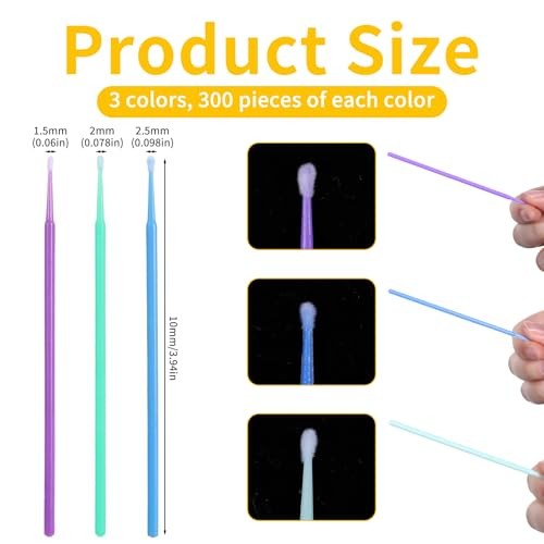 Microbrush for Touch Up Paint 300 Pcs Purple Blue Green Fine Tip brushes 1PK