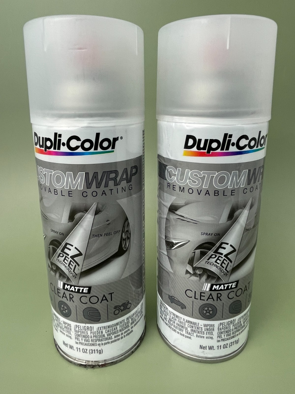2 Cans Dupli-Color Custom Wrap Removable Coating Ez Peel Matte Clear Coat 11oz