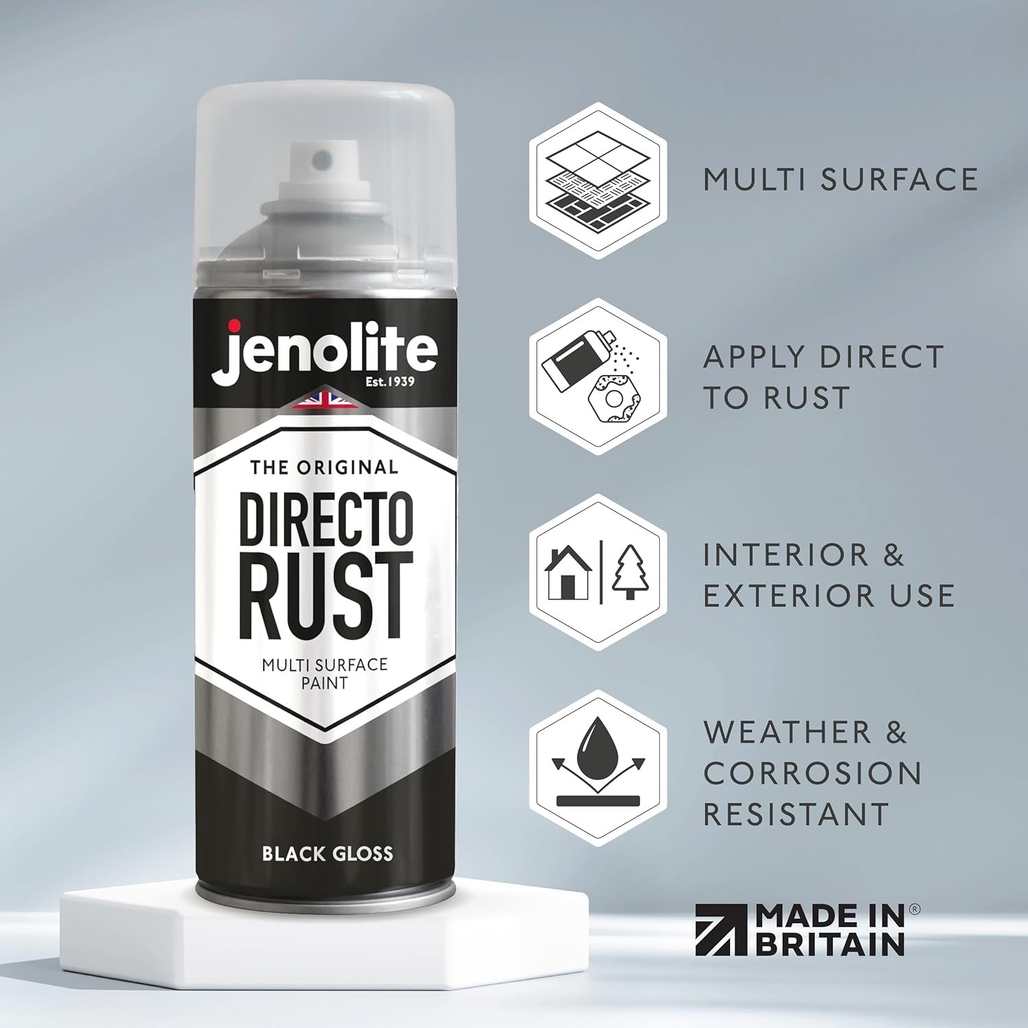 Multi-Surface Gloss Black Spray Paint – Directorust 400ml for Indoor/Outdoor Use