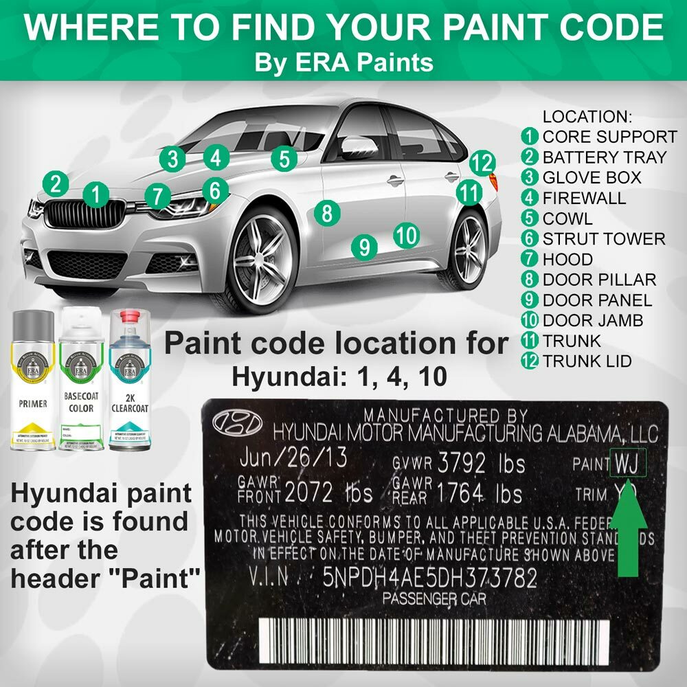 HYUNDAI Genuine OEM Touch Up Spray Paint with Clearcoat Opt – PICK YOUR COLOR
