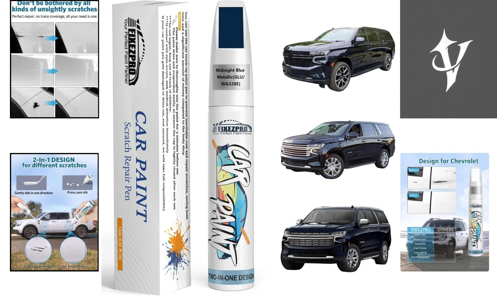 Rust and Scratch Resistant Midnight Blue Touch Up Paint Pen for Chevrolet Cars