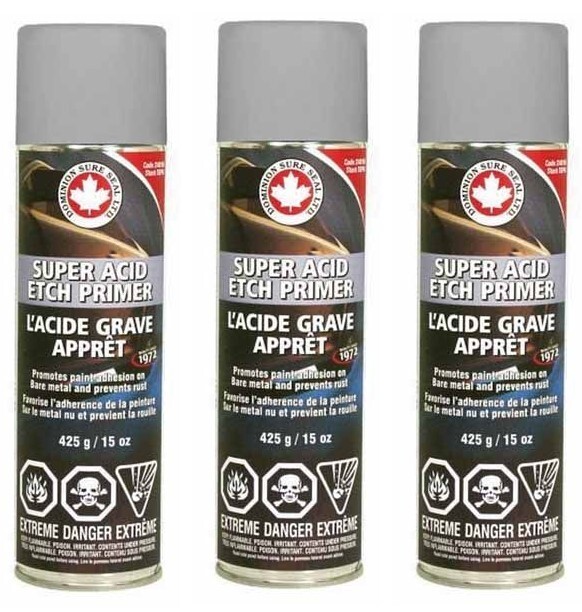 Dominion Sure Seal 24010 Super Acid Etch Gray Aerosol Primer (425 g) (3 Pack)