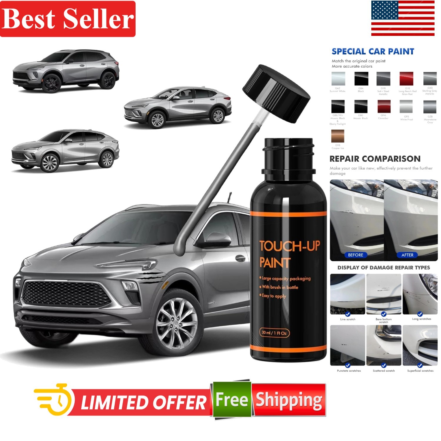 Moonstone Gray Car Paint Scratch Repair Kit for Buick – Rust Resistant Formula