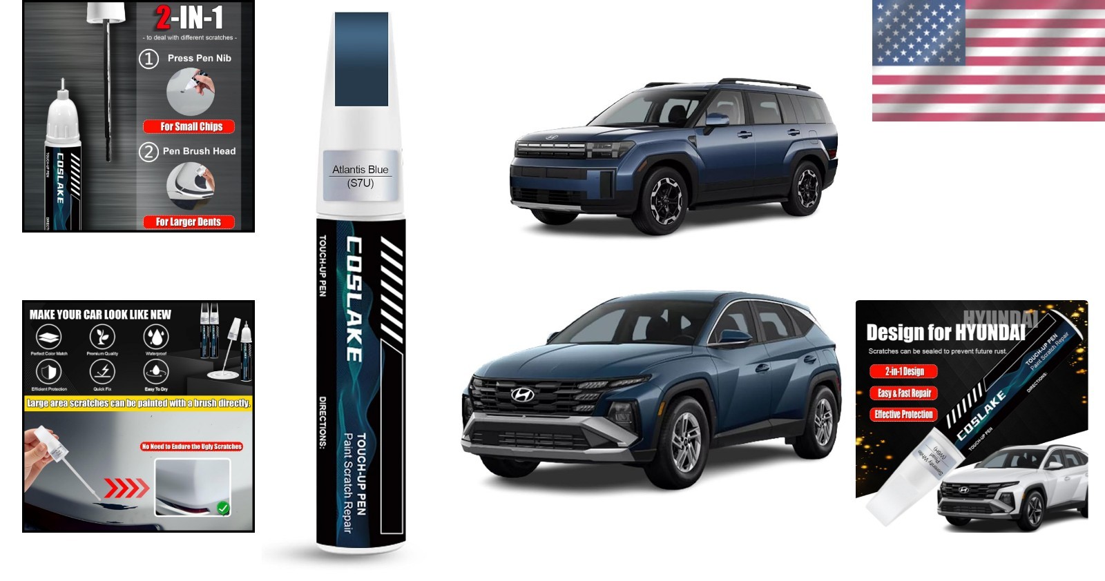 12ml Atlantis Blue Scratch Repair Pen for 2025 Tucson/Santa Fe – Hassle-Free