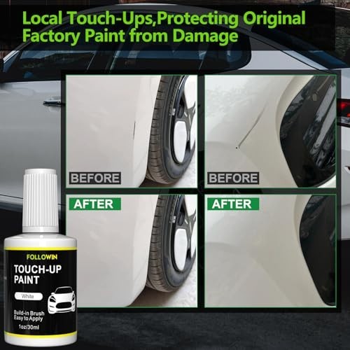 White Touch Up Paint for Cars Scratch Repair Built-In Brush Low Odor 1 fl oz