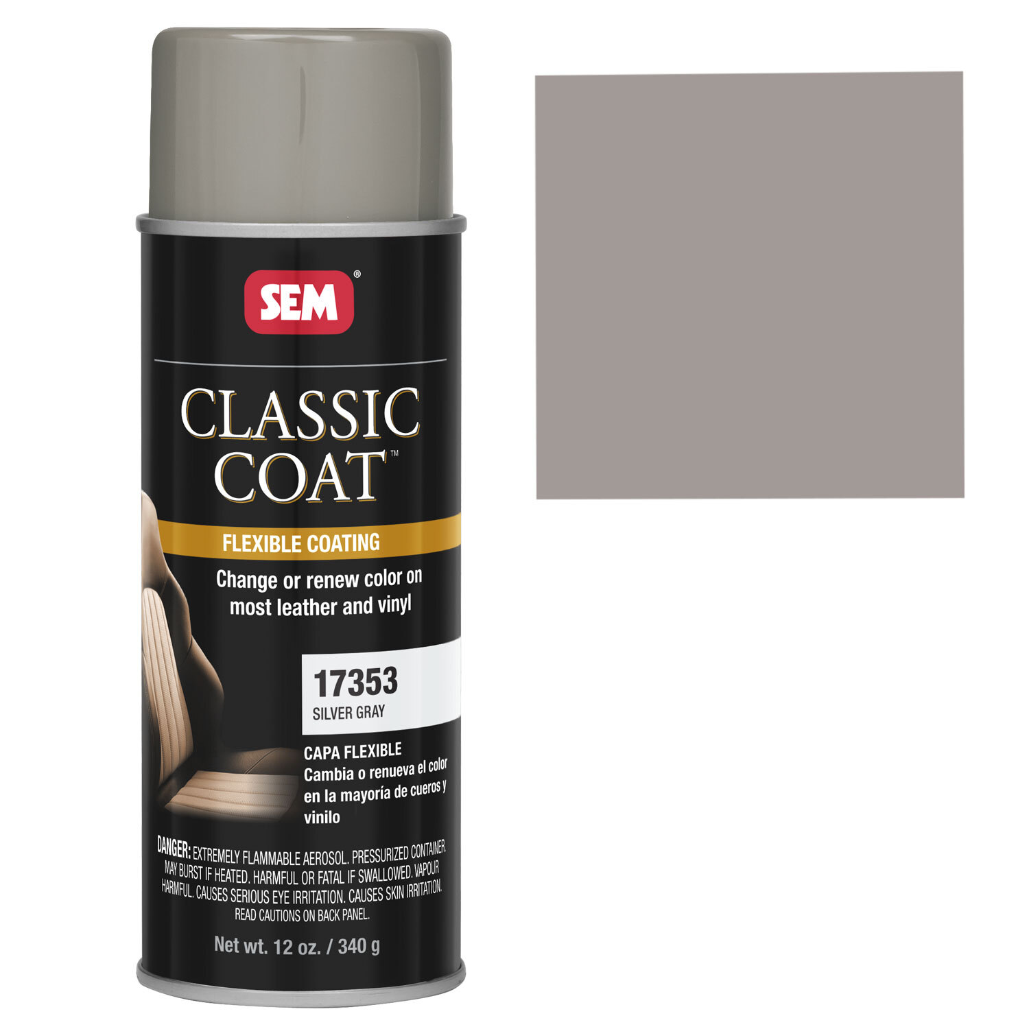 SEM Classic Coat Silver Gray Vinyl Spray Auto Paint SEM 17353