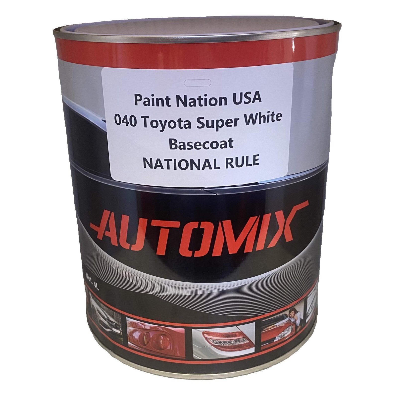 040 SUPER WHITE TOYOTA – GALLON BASECOAT PAINT! MIXES 2 TO 1