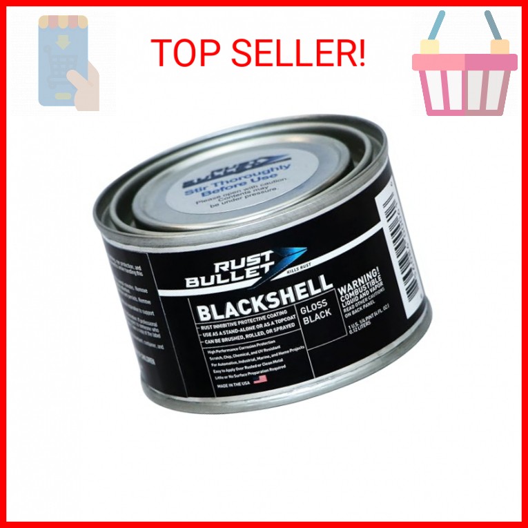 RUST BULLET BlackShell – Gloss Black – 4 Oz – Corrosion Preventive Coating, UV R