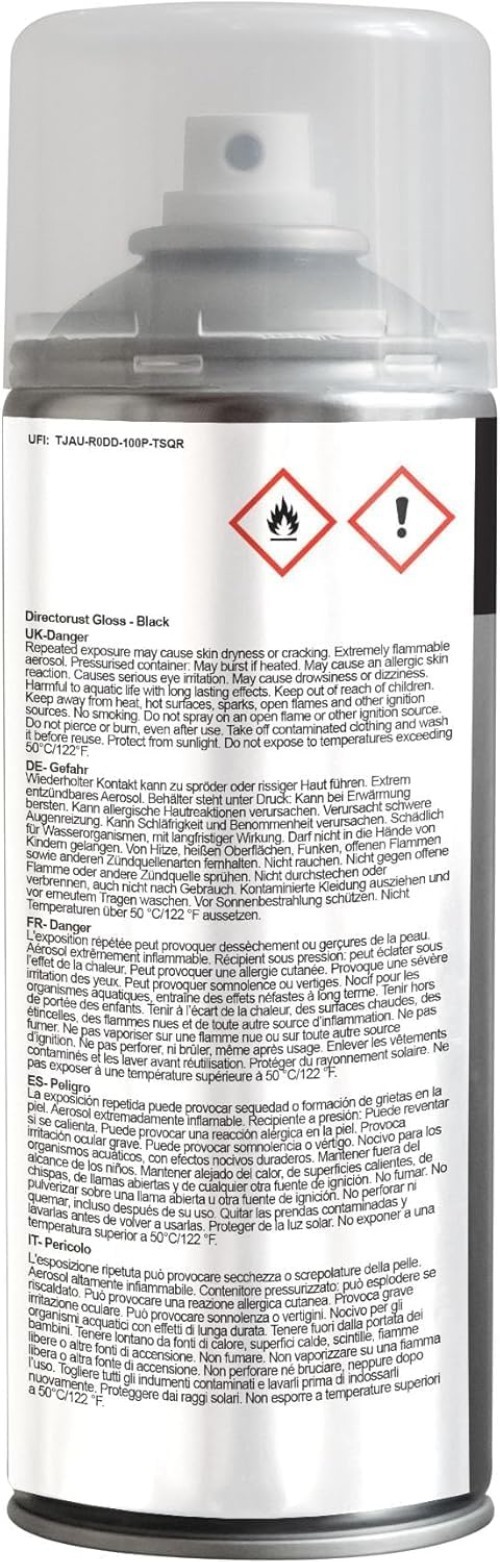 Multi-Surface Gloss Black Spray Paint – Directorust 400ml for Indoor/Outdoor Use