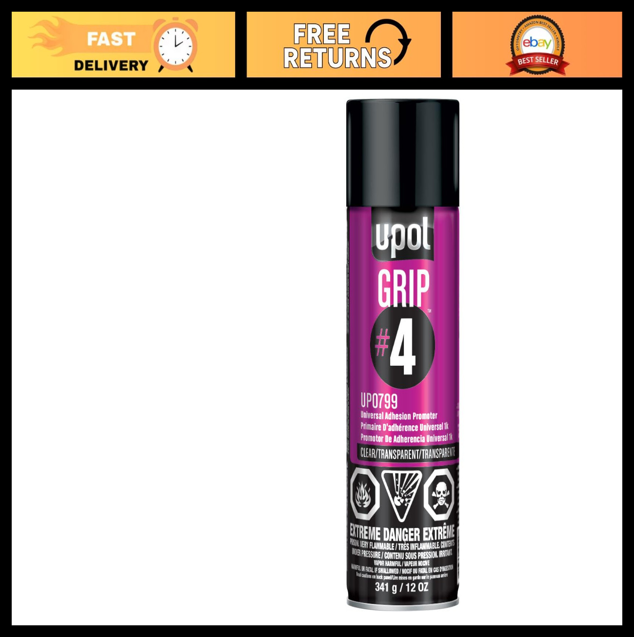 Universal Adhesion Promoter Spray – Durable Clear Automotive Paint, 12 oz, Easy